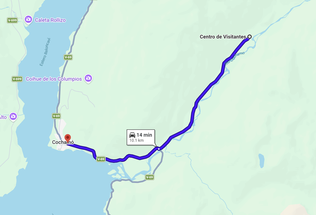 Access to the Visitor Center and the trailhead from the town of Cochamó.
